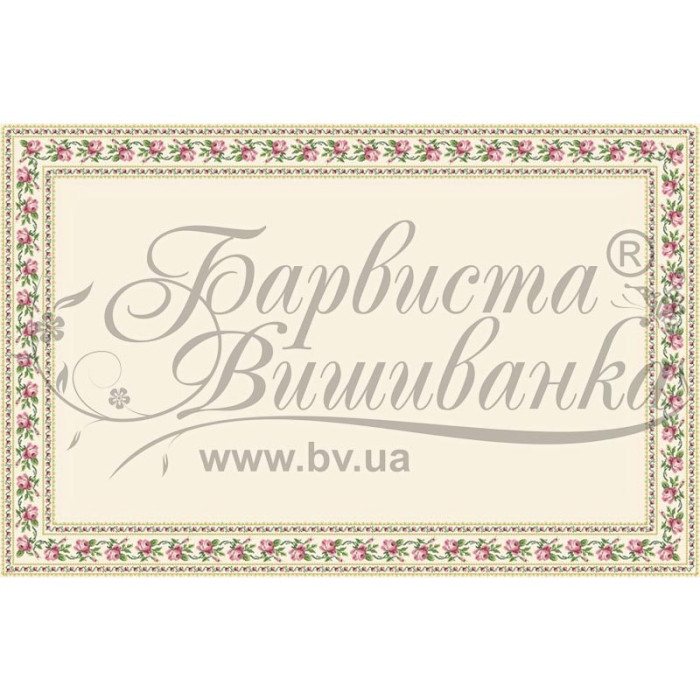 ТР042аМ9999i Барвиста вишиванка Набір для вишивки друкованим хрестиком - Скатертина Рожеві троянди 160x230 см (атлас бежевий)