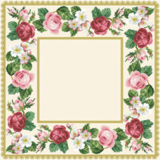 ТР043аМ5454k Барвиста вишиванка Набір для вишивки бісером - Скатертина Ніжний аромат 80х80 (атлас, бежевий)