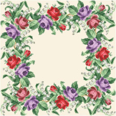 ТР045аМ5454k Барвиста вишиванка Набір для вишивки бісером - Скатертина Барви весни 80х80 (атлас, бежевий)