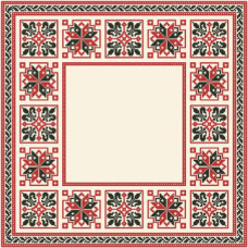 ТР046аМ5050k Барвиста вишиванка Набір для вишивки бісером - Скатертина Український орнамент 80х80 (атлас, бежевий)