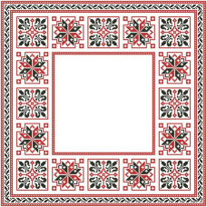 ТР046пБ5050k Барвиста вишиванка Набір для вишивки бісером - Скатертина Український орнамент 75х75 (габардин, білий)