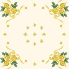 ТР147аМ5252k Барвиста вишиванка Набір для вишивки бісером - Новорічна скатертина Дзвіночки 80х80 (атлас, бежевий)