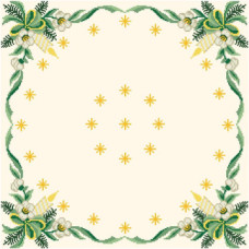 ТР148аМ5252k Барвиста вишиванка Набір для вишивки бісером - Новорічна скатертина Різдвяні зіроньки 80х80 (атлас, бежевий)