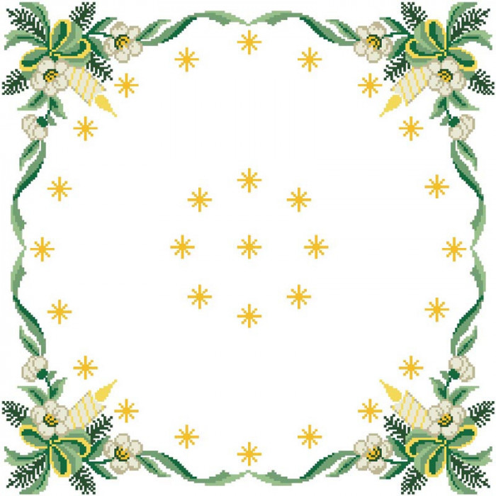 ТР148пБ5252 Новорічна скатертина Різдвяні зірки на габардині. Барвиста вишиванка. Заготовка для вишивки бісером і нитками