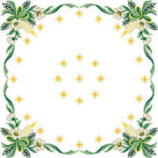 ТР148пБ5252k Барвиста вишиванка Набір для вишивки бісером - Новорічна скатертина Різдвяні зіроньки 75х75 (габардин, білий)