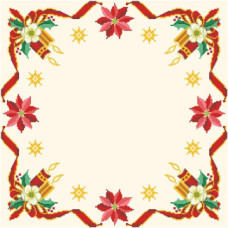 ТР149аМ5252k Барвиста вишиванка Набір для вишивки бісером - Новорічна скатертина Новорічна квітка 80х80 (атлас, бежевий)