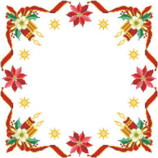 ТР149пБ5252k Барвиста вишиванка Набір для вишивки бісером - Новорічна скатертина Новорічна квітка 75х75 (габардин, білий)