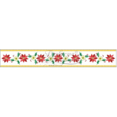 ТР153пБ9916k Барвиста вишиванка Набір для вишивки бісером - Новорічна скатертина-доріжка Новорічна квітка 130х26 см (габардин, білий)