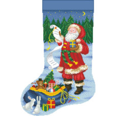 ТР178аБ3149k Барвиста вишиванка Набір для вишивки бісером - Пошитий новорічний чобіток Ніч чудес 31x49 (атлас, білий)