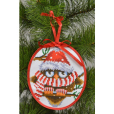 ТР183аБ1416k Барвиста вишиванка Набір для вишивки бісером - Пошита новорічна іграшка Розумник  14x16 см (атлас)