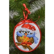 ТР184аБ1416k Барвиста вишиванка Набір для вишивки бісером - Пошита новорічна іграшка Щедрик  14x16 см (атлас)