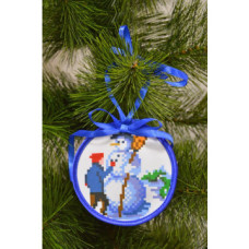 ТР186аБ1010k Барвиста вишиванка Набір для вишивки бісером - Пошита новорічна іграшка Ліпка 10x10 см (атлас)