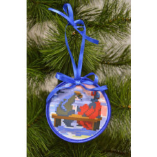 ТР187аБ1010k Барвиста вишиванка Набір для вишивки бісером - Пошита новорічна іграшка Ковзани 10x10 см (атлас)