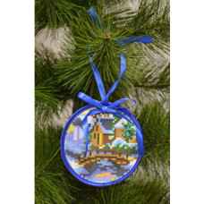 ТР194аБ1010k Барвиста вишиванка Набір для вишивки бісером - Пошита новорічна іграшка Місток 10x10 см (атлас)