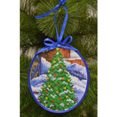 ТР200аБ1416k Барвиста вишиванка Набір для вишивки бісером - Пошита новорічна іграшка Зелена красуня 14x16 см (атлас)