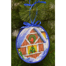 ТР201аБ1416k Барвиста вишиванка Набір для вишивки бісером - Пошита новорічна іграшка За вікном 14x16 см (атлас)