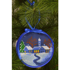 ТР203аБ1414k Барвиста вишиванка Набір для вишивки бісером - Пошита новорічна іграшка Стежка додому 14x14 см (атлас)