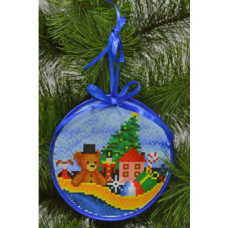 ТР207аБ1414k Барвиста вишиванка Набір для вишивки бісером - Пошита новорічна іграшка Подарунки 14x14 см (атлас)