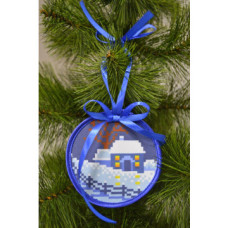 ТР209аБ1010k Барвиста вишиванка Набір для вишивки бісером - Пошита новорічна іграшка Зимовий вечір 10x10 см (атлас)