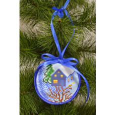 ТР210аБ1010k Барвиста вишиванка Набір для вишивки бісером - Пошита новорічна іграшка Надвечір’я 10x10 см (атлас)