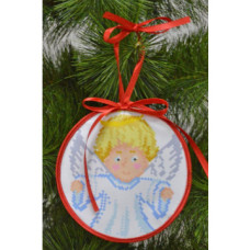 ТР217аБ1414k Барвиста вишиванка Набір для вишивки бісером - Пошита новорічна іграшка Дбайливий ангел 14x14 см (атлас)