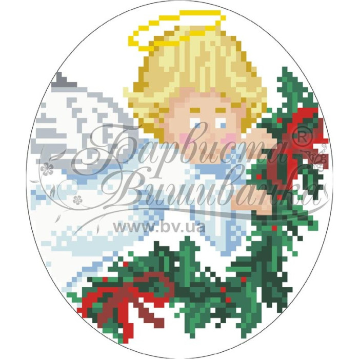 ТР218аБ1416k Барвиста вишиванка Набір для вишивки бісером - Пошита новорічна іграшка Різдвяний ангел 14x16 см (атлас)