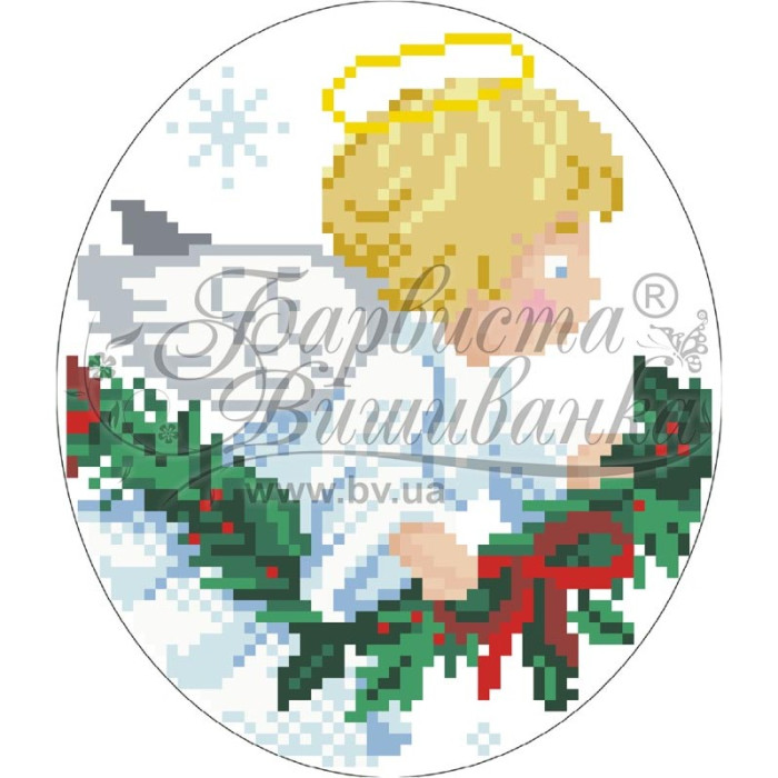 ТР220аБ1416k Барвиста вишиванка Набір для вишивки бісером - Пошита новорічна іграшка Ніжний ангел 14x16 см (атлас)