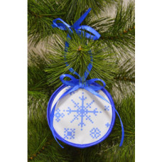 ТР232аБ1010k Барвиста вишиванка Набір для вишивки бісером - Пошита новорічна іграшка Святкова сніжинка 10x10 см (атлас)