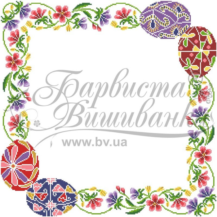 ТР242пБ5252i Барвиста вишиванка Набір для вишивки друкованим хрестиком - Великодня скатертина 75x75 см (габардин)