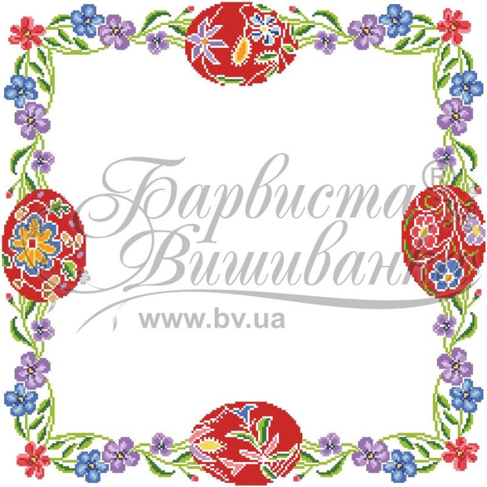 ТР246аБ5252i Барвиста вишиванка Набір для вишивки друкованим хрестиком - Великодня скатертина 80x80 см (атлас)