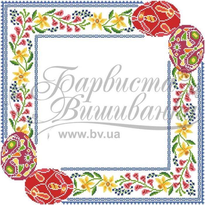 ТР258аБ5252i Барвиста вишиванка Набір для вишивки друкованим хрестиком - Великодня скатертина 80x80 см, (схема на атласі)