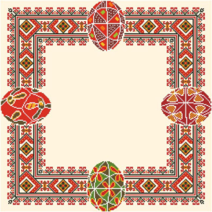 ТР262аМ5252i Барвиста вишиванка Набір для вишивки друкованим хрестиком - Великодня скатертина 80x80 см, (схема на атласі)