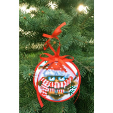 ТР370аБ1010k Барвиста вишиванка Набір для вишивки бісером - Пошита новорічна іграшка Розумник  10x10 см (атлас)