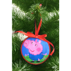 ТР373аБ1010k Барвиста вишиванка Набір для вишивки бісером - Пошита новорічна іграшка Джордж 10x10 см (атлас)