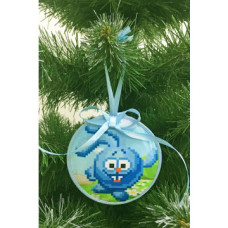 ТР374аБ1010k Барвиста вишиванка Набір для вишивки бісером - Пошита новорічна іграшка Крош 10x10 см (атлас)