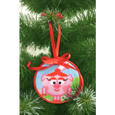 ТР377аБ1010k Барвиста вишиванка Набір для вишивки бісером - Пошита новорічна іграшка Нюша 10x10 см (атлас)