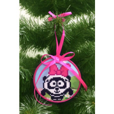 ТР383аБ1010k Барвиста вишиванка Набір для вишивки бісером - Пошита новорічна іграшка Панді 10x10 см (атлас)