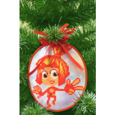 ТР384аБ1416k Барвиста вишиванка Набір для вишивки бісером - Пошита новорічна іграшка Сімка 14x16 см (атлас)