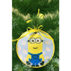 ТР387аБ1414k Барвиста вишиванка Набір для вишивки бісером - Пошита новорічна іграшка Кевін 14x14 см (атлас)