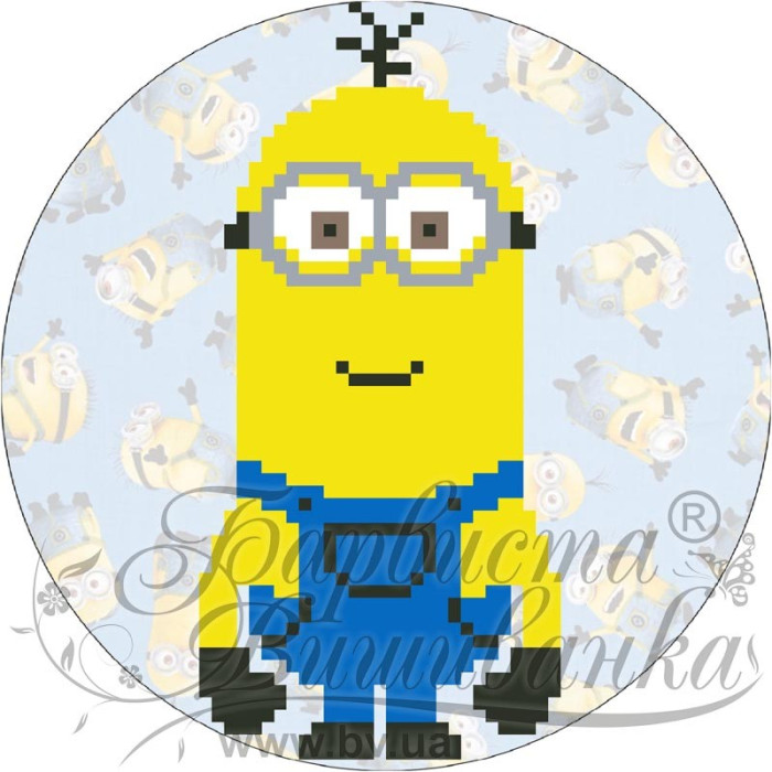 ТР387аБ1414k Барвиста вишиванка Набір для вишивки бісером - Пошита новорічна іграшка Кевін 14x14 см (атлас)