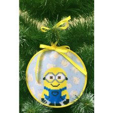 ТР388аБ1414k Барвиста вишиванка Набір для вишивки бісером - Пошита новорічна іграшка Боб 14x14 см (атлас)