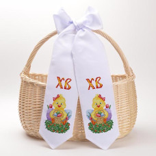 ТР391дн1199k Барвиста вишиванка Набір для вишивки бісером - Великодній бант 11x145 см, домоткане полотно