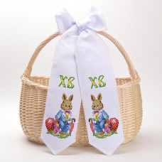 ТР400пн1199k Барвиста вишиванка Набір для вишивки бісером - Великодній бант 11x145 см, габардин