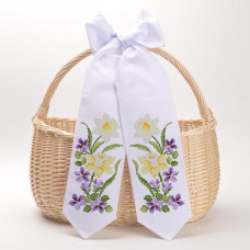 ТР402пн1199k Барвиста вишиванка Набір для вишивки бісером - Великодній бант 11x145 см, габардин