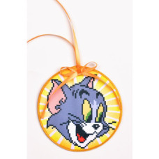 ТР493аБ1414k Барвиста вишиванка Набір для вишивки бісером - Пошита новорічна іграшка Том 14x14 см (атлас)