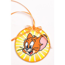 ТР494аБ1414k Барвиста вишиванка Набір для вишивки бісером - Пошита новорічна іграшка Джеррі 14x14 см (атлас)