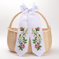 ТР524пн1199k Барвиста вишиванка Набір для вишивки бісером - Великодній бант 11x145 см, габардин