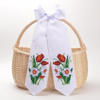 ТР525пн1199k Барвиста вишиванка Набір для вишивки бісером - Великодній бант 11x145 см, габардин