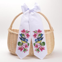 ТР527пн1199k Барвиста вишиванка Набір для вишивки бісером - Великодній бант 11x145 см, габардин