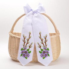 ТР529дн1199k Барвиста вишиванка Набір для вишивки бісером - Великодній бант 11x145 см, домоткане полотно